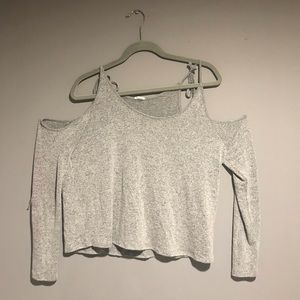 off the shoulder grey top